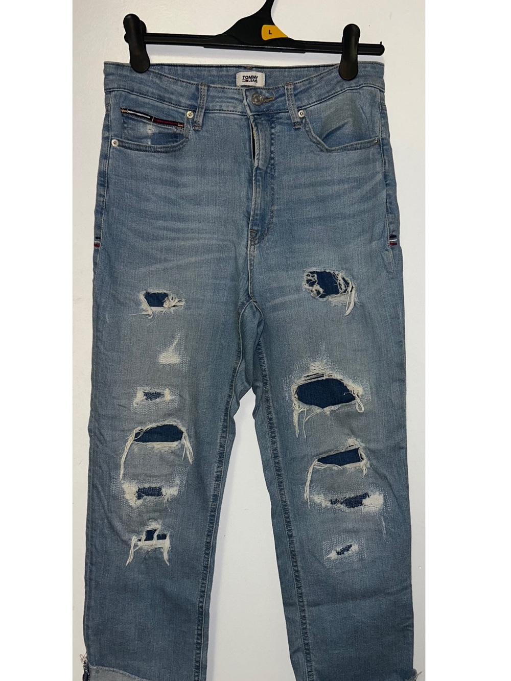 Tommy Hilfiger Light Blue Ripped Slim Straight Jeans